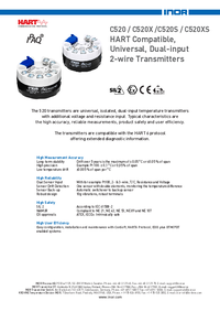 Thumbnail of document Data Sheet - IPAQ C520 HART Compatible Universal Dual-Input 2-Wire Tx